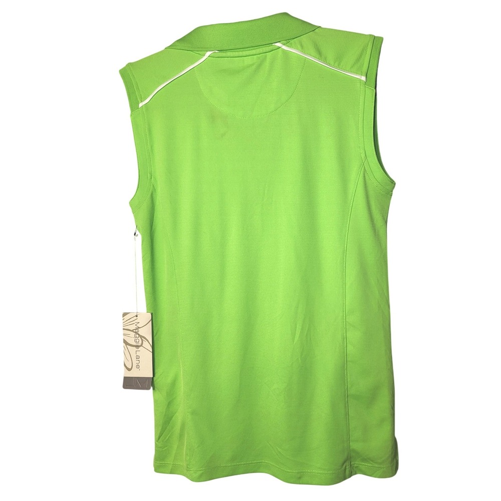 NWT Maggie Lane Womens Sleeveless Golf Polo Shirt Lime Green Size S Activewear - Picture 2 of 7